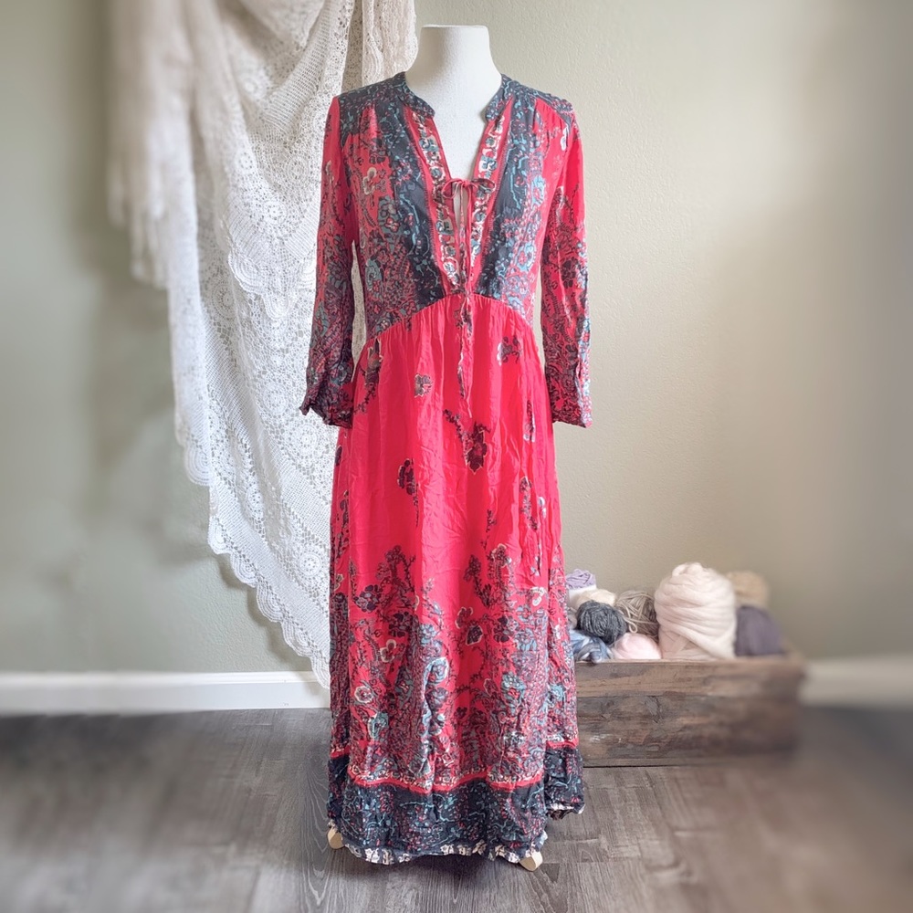 Free People Red Floral Maxi Dress - Picture 2 of 7